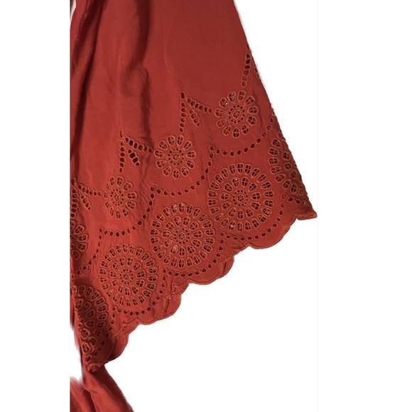 American Eagle Red Tie Front Bell Sleeve Romper Women’s Size Small - Picture 5 of 12